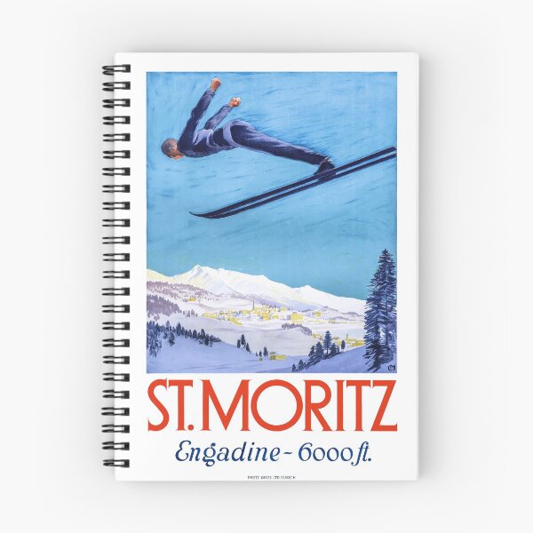 Item preview, 1928 St. Moritz Ski Jumper Switzerland Travel Poster designed and sold by retrographics.