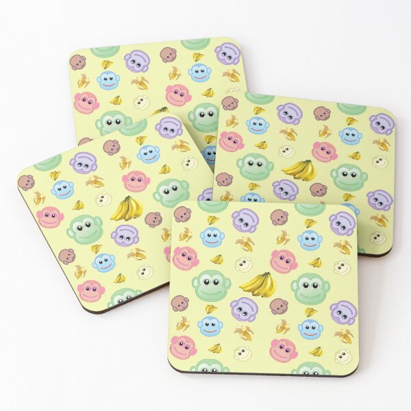 Item preview, Cute pattern of monkeys and bananas with a pale yellow background designed and sold by With My Hands By K.