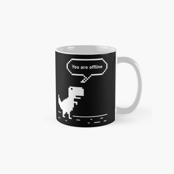 You are Offline Chrome Dinosaur 8 bit Dinosaur Chrome Developer Masks Stickers T Shirts Christmas Gift Thanksgiving Gift Halloween Tech Geek Programming Nerd Funny Black Classic Mug