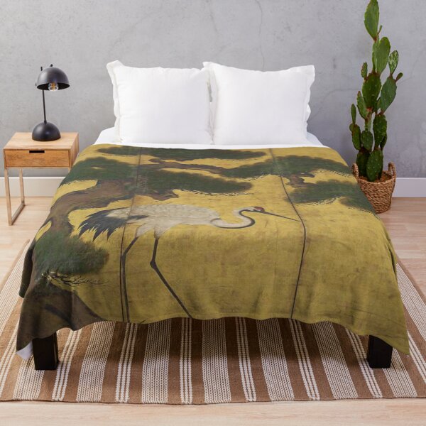 Item preview, Japanese Red Crowned Crane Edo Jidai Gold Leaf Folding Screen designed and sold by Vicky Brago-Mitchell®.