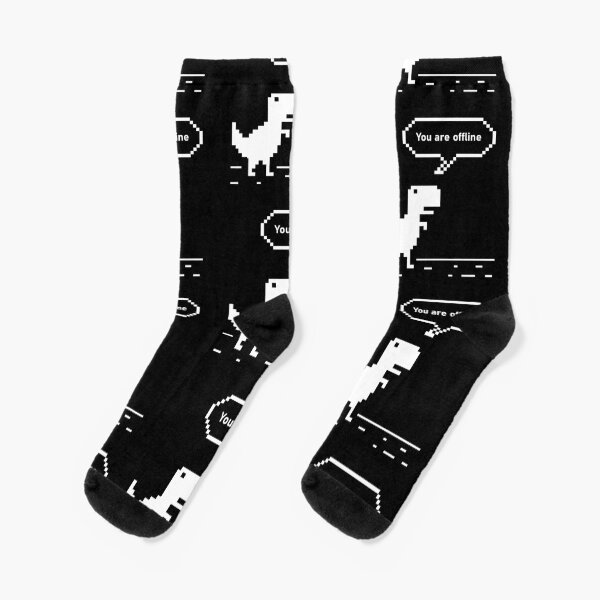 You are Offline Chrome Dinosaur 8 bit Dinosaur Chrome Developer Masks Stickers T Shirts Christmas Gift Thanksgiving Gift Halloween Tech Geek Programming Nerd Funny Black Socks