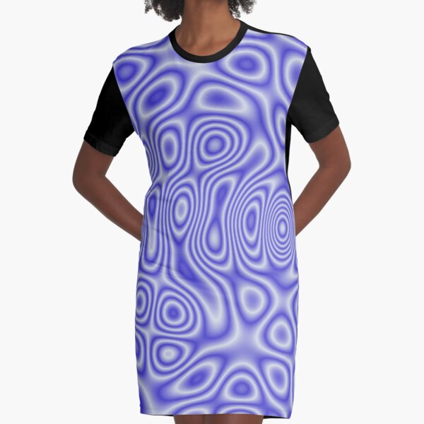 Blue Cosmic Liquid Pattern Graphic T-Shirt Dress