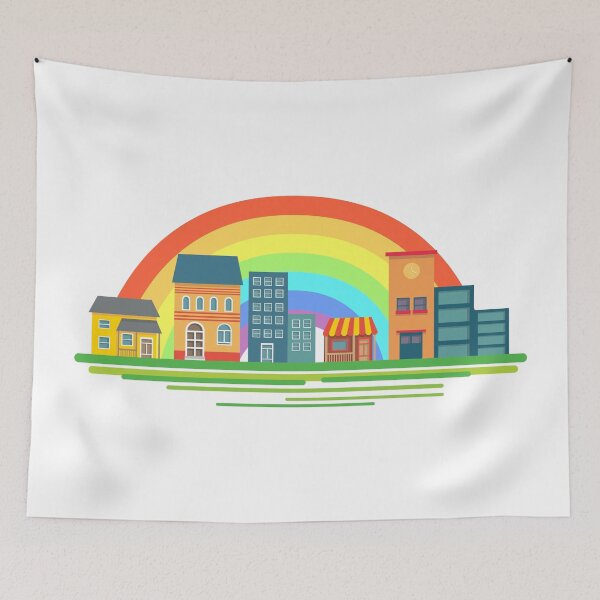 Item preview, Houses with rainbows. designed and sold by emphatic.