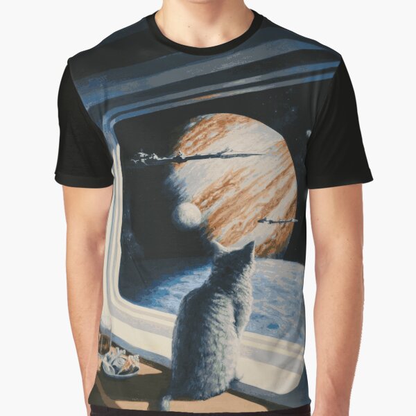 The Space Kitten - Retrofuturistic Vintage Artwork Graphic T-Shirt