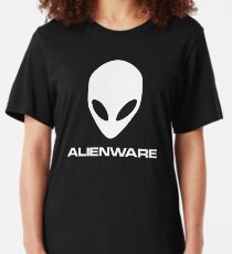Alienware Dell Gaming logo White Slim Fit T-Shirt