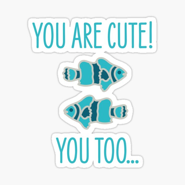 sibling fish - geometric water print in white and turquoise Sticker