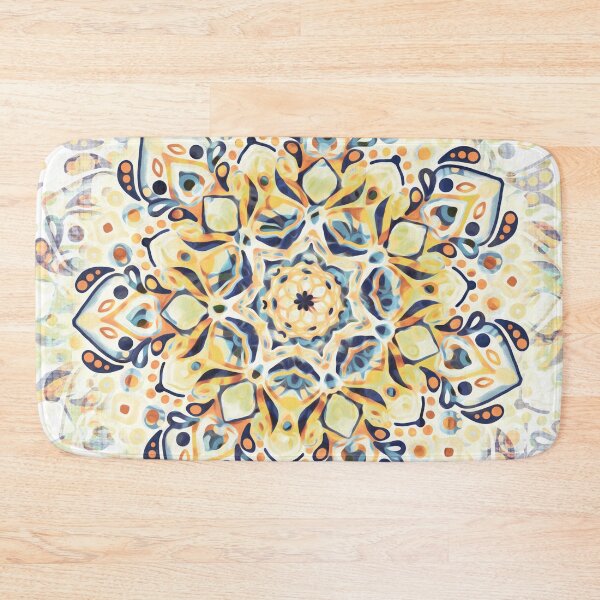 Item preview, Stained Glass Mandala - Mustard Yellow & Navy  designed and sold by TigaTiga.