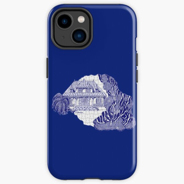 Reunion Island, France, puzzle style, in blue iPhone Tough Case