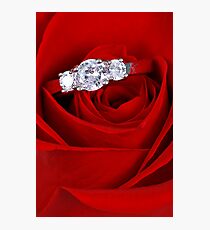 Red Rose with Diamond Ring Photographic Print