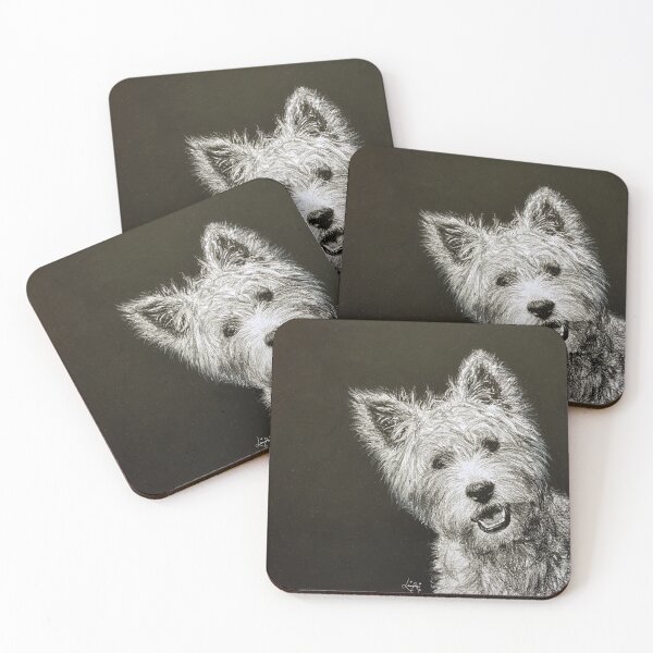 Item preview, West Highland White Terrier portrait, Westie Art, Black and White drawing designed and sold by Lolaandthestars.