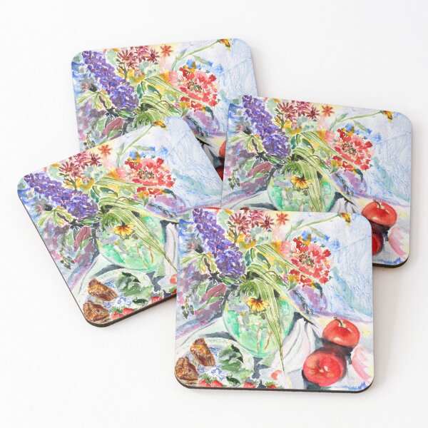 Item preview, Watercolor Apple and Floral Still Life designed and sold by Sharon Schwalbe.