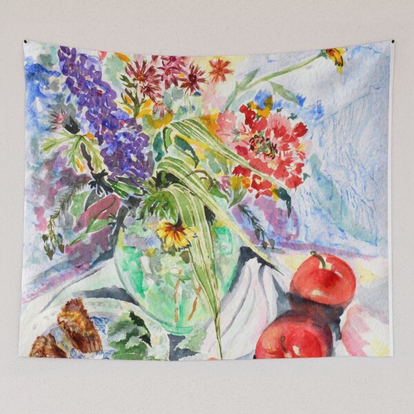Item preview, Watercolor Apple and Floral Still Life designed and sold by Sharon Schwalbe.
