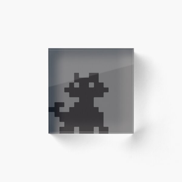 Pixelated Black Cat - Videogame, Retro Gaming, 8bit, Commodor, PC Acrylic Block