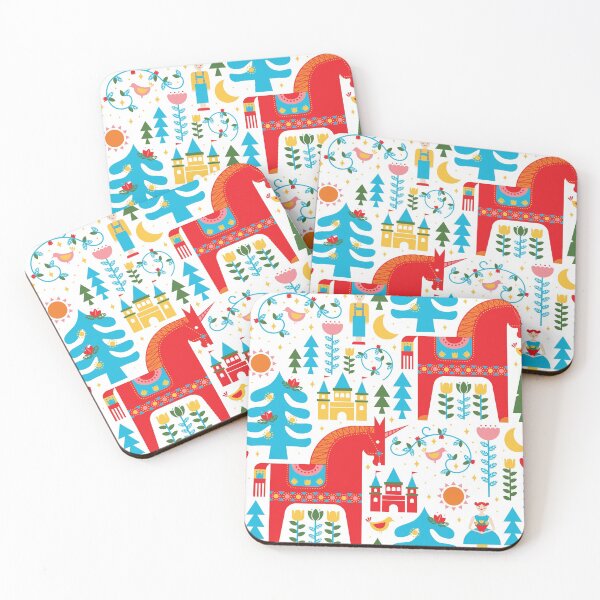 Item preview, Cuento de hadas escandinavo en azul brillante + rojo designed and sold by latheandquill.