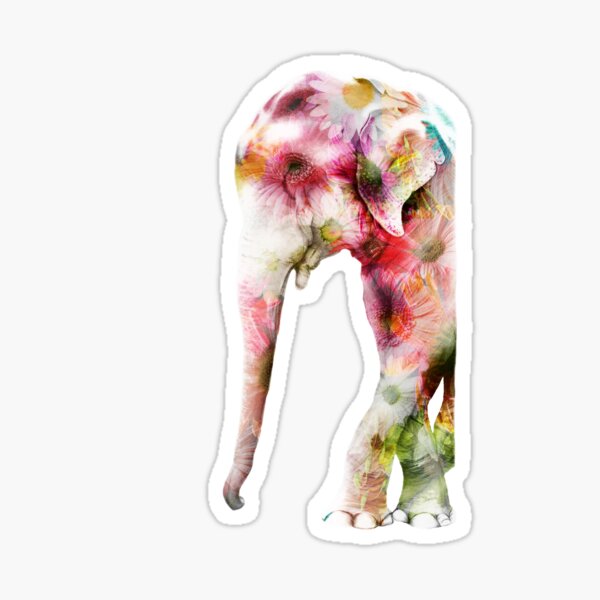 Elephant on Daisies Sticker
