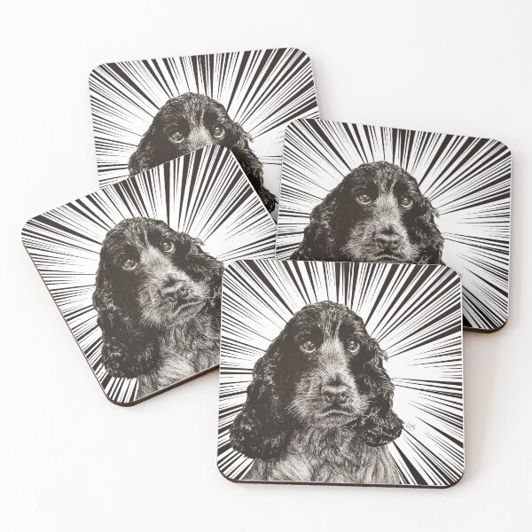 Item preview, Cocker Spaniel Art, Blue roan, Black and White drawing designed and sold by Lolaandthestars.
