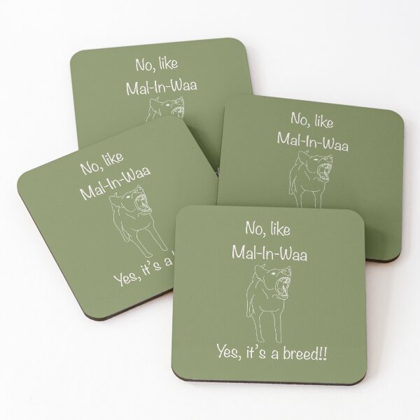 Item preview, Malinois pronunciation guide, white for dark items designed and sold by Mat Dixon.