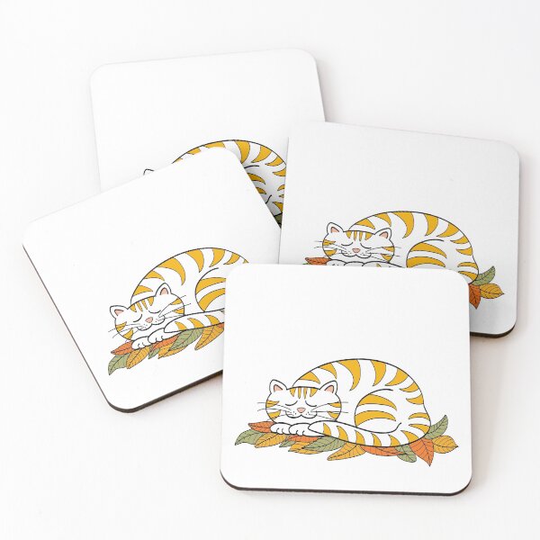 Item preview, Sleeping Tiger Kitten on autumn leaves designed and sold by un-artiges.