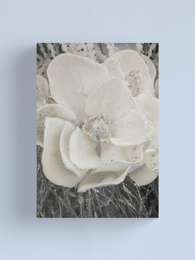 White Flower Silver Glitter | Canvas Print