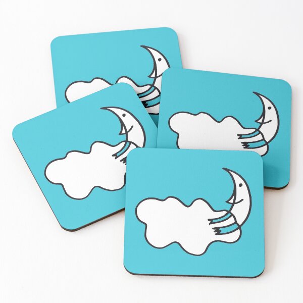 Item preview, Smiling Moon With Cloud Cover on Light Blue Board designed and sold by Istvan Ocztos.