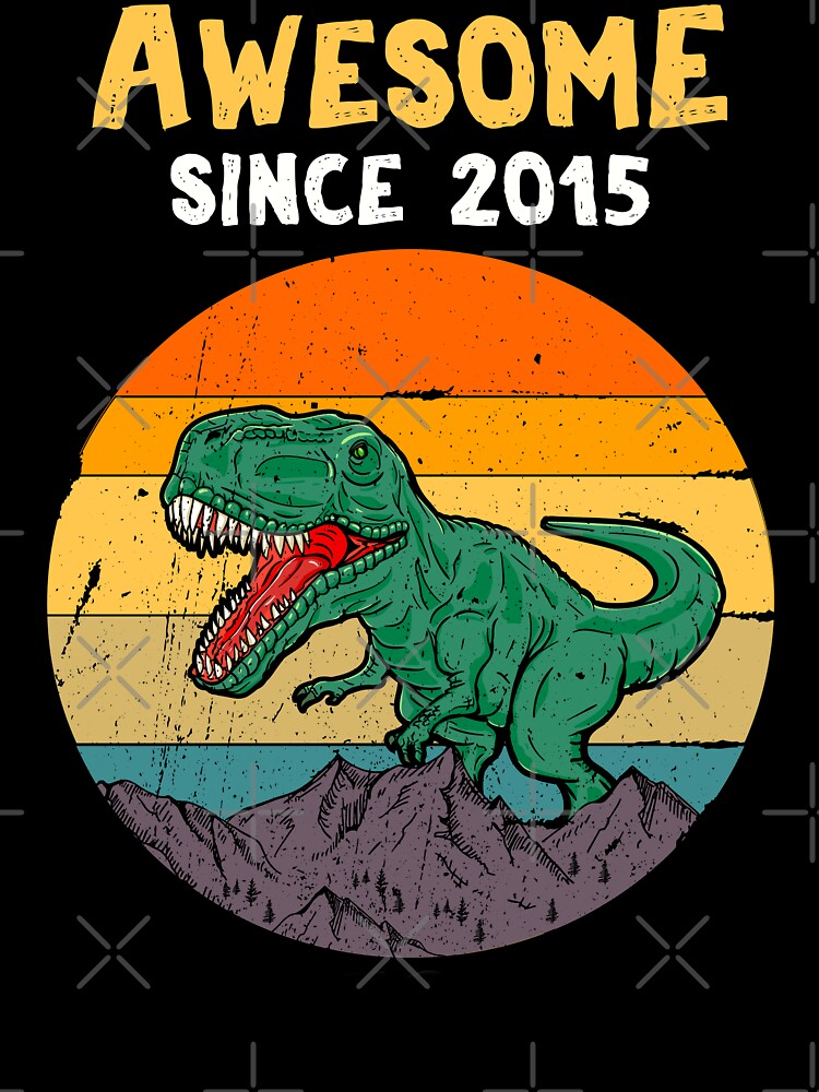 Dinosaur 4th Birthday Boy T-Shirt Gift Awesome Since 2015