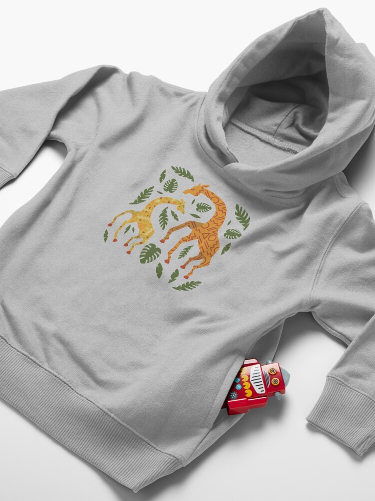 Alternate view of Dancing Giraffes with Patterns Toddler Pullover Hoodie