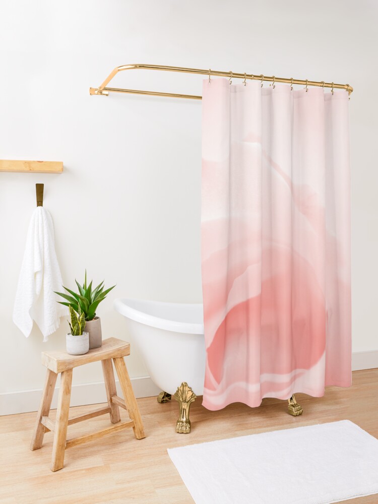 Pastel pink rose Shower curtain |by ARTbyJWP  Redbubble.com