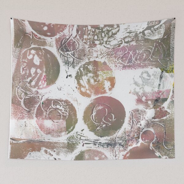 Item preview, Abstract Monotype Printmaking Design No. 5 - Strawberry Tangerine Cream designed and sold by danielliamgill.