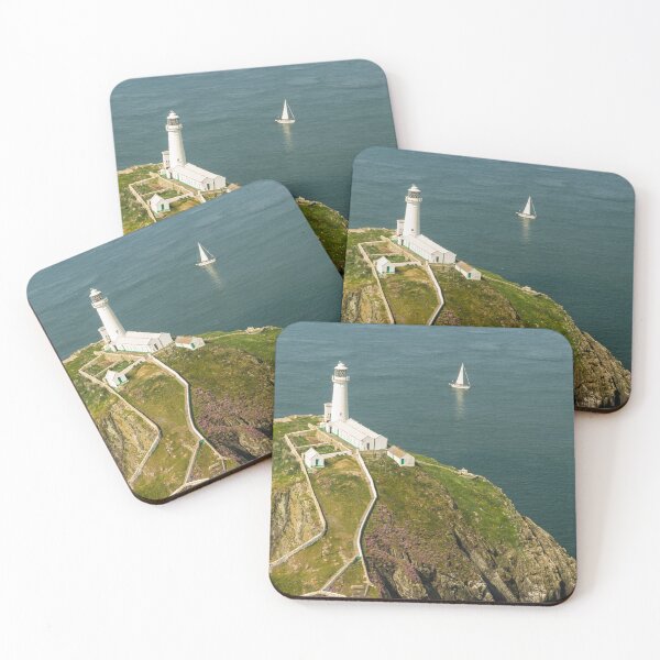 Item preview, South Stack lighthouse, Anglesey, with white sailing yacht. designed and sold by Andy Chisholm.