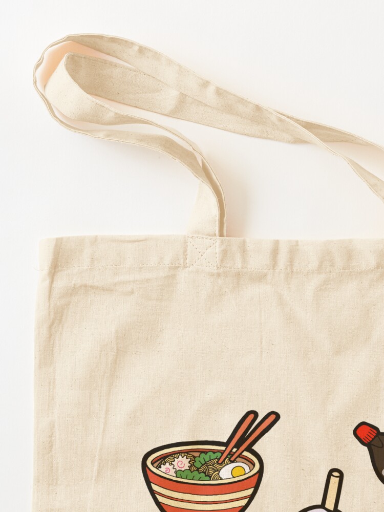 Asian Food Graphic Illustrated Cotton Tote Bag Print Ramen 