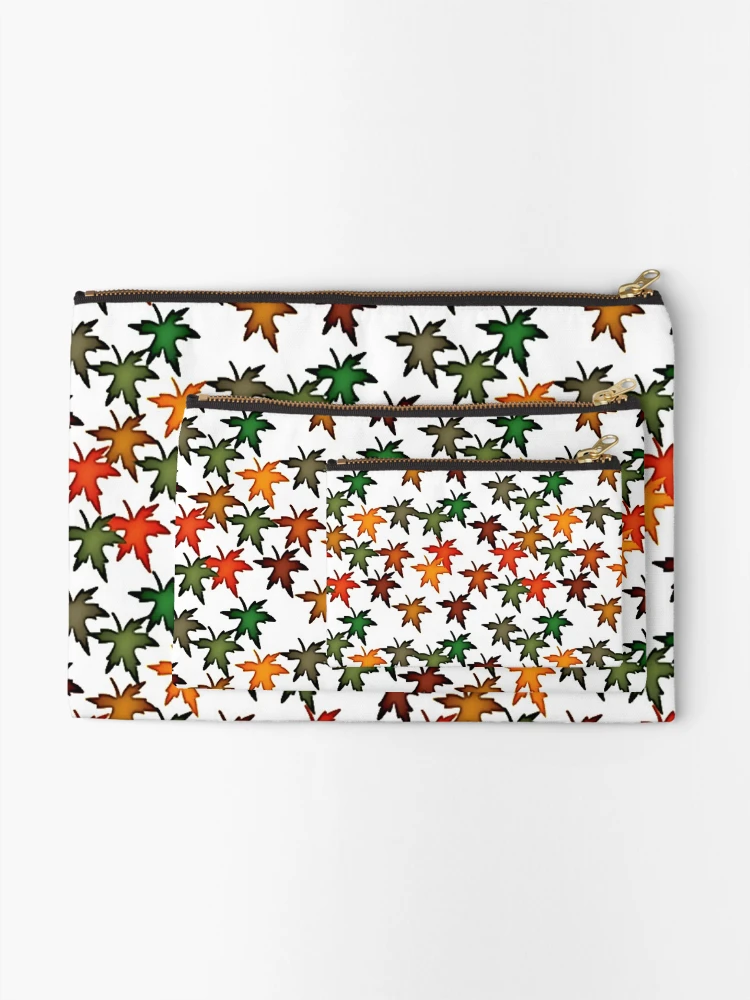 Thumbnail 2 of 4, Zipper Pouch, Fall Leaves Pattern designed and sold by Poetic Patterns Studio.