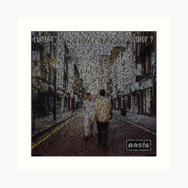 Text Portrait of Oasis's (What's the Story) Morning Glory? with all the songs Art Print