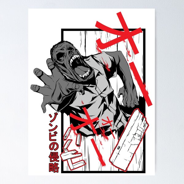Item preview, Angry zombie invasion manga style illustration designed and sold by megaspy.