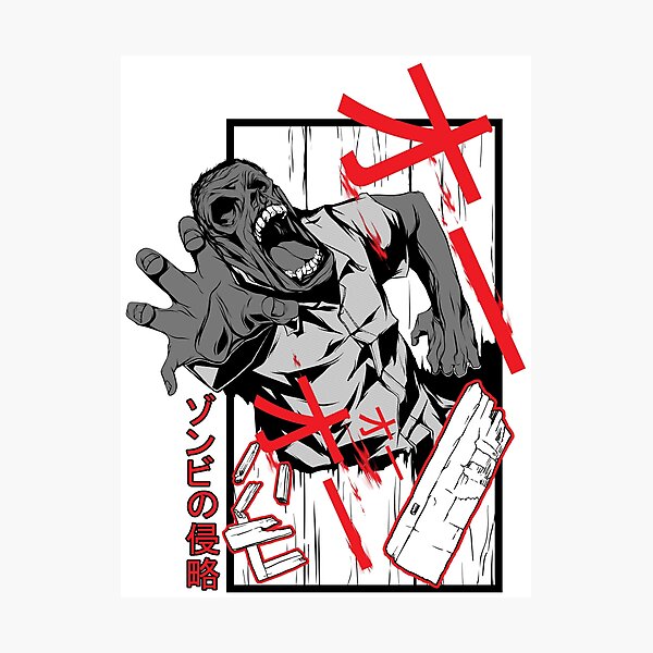 Item preview, Angry zombie invasion manga style illustration designed and sold by megaspy.