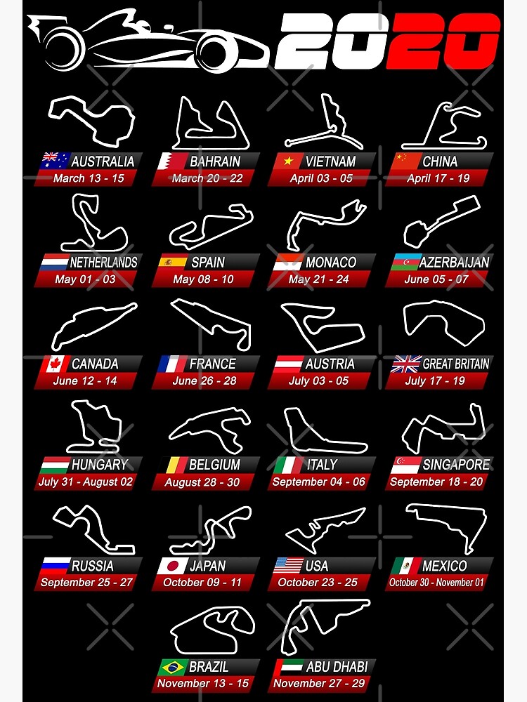 "Calendar Formula race cars 2020 circuits sport v2" Poster for Sale by