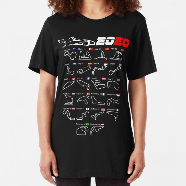 Calendar Formula race cars 2020 circuits v2 Slim Fit T-Shirt