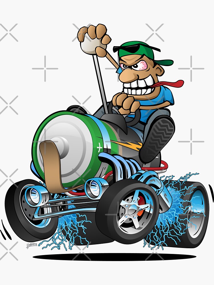 Hot Rod Electric Car Cartoon by hobrath