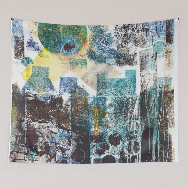 Item preview, Abstract Monotype Printmaking Design No. 12-Portland under a Harvest Moon designed and sold by danielliamgill.
