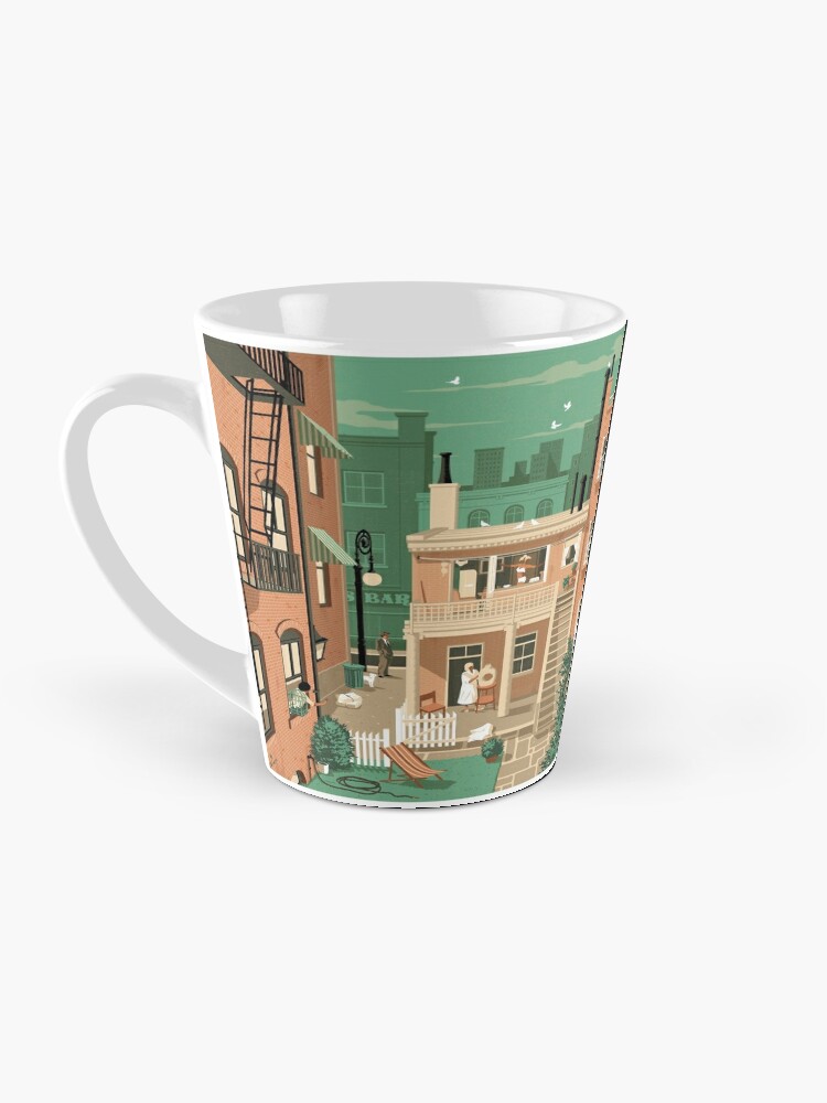 Coffee Mug, Travel Posters - Hitchcock's Rear Window - Greenwitch Village New York designed and sold by Rui Ricardo