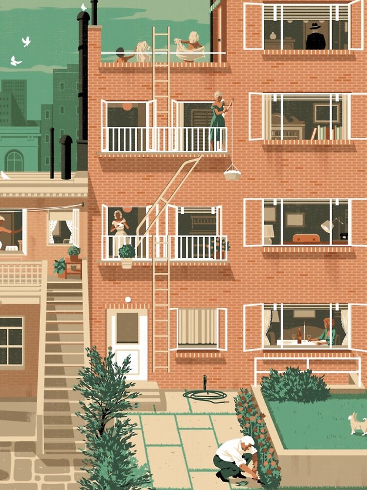 Travel Posters - Hitchcock's Rear Window - Greenwitch Village New York by ruiricardo