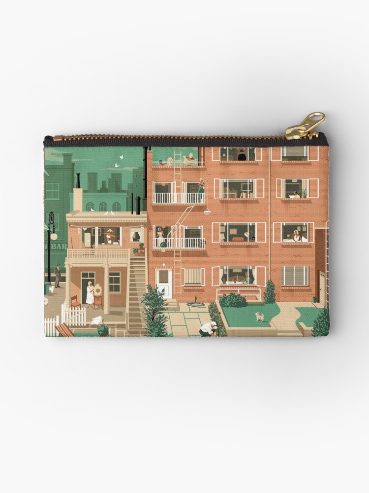 Thumbnail 1 of 4, Zipper Pouch, Travel Posters - Hitchcock's Rear Window - Greenwitch Village New York designed and sold by Rui Ricardo.