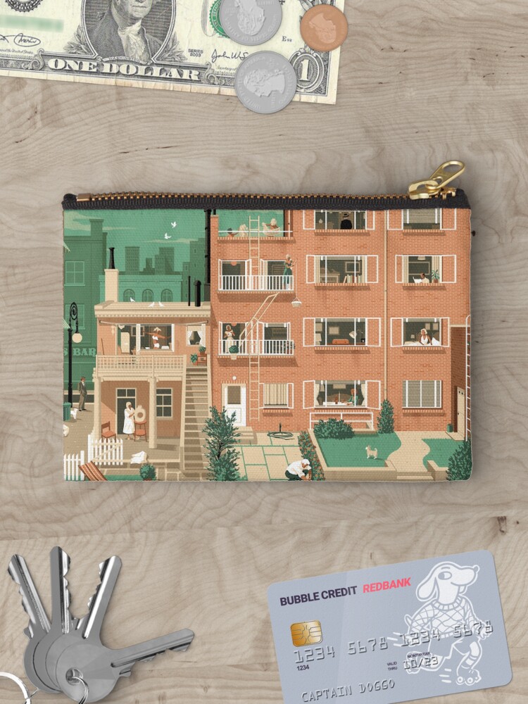 Thumbnail 3 of 4, Zipper Pouch, Travel Posters - Hitchcock's Rear Window - Greenwitch Village New York designed and sold by Rui Ricardo.