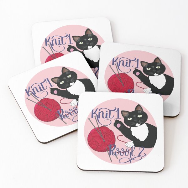 Item preview, Knit 1 Purrrl 2 cat lover knitter knitting design designed and sold by Gsallicat.
