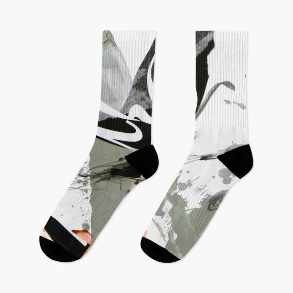 Item preview, Black white and orange painterly abstract collage designed and sold by ZebEddy.
