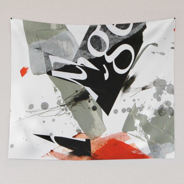 Item preview, Black white and orange painterly abstract collage designed and sold by ZebEddy.