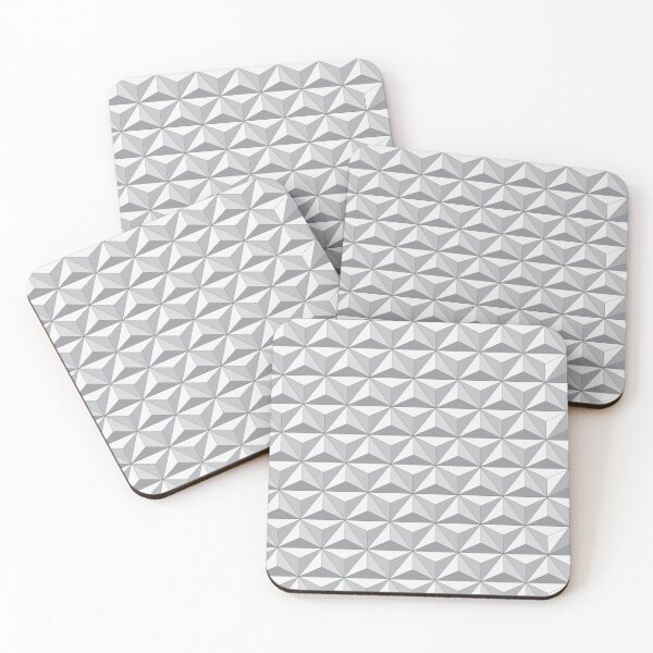 Geodesic Sphere, Greyscale - Dark Coasters (Set of 4)