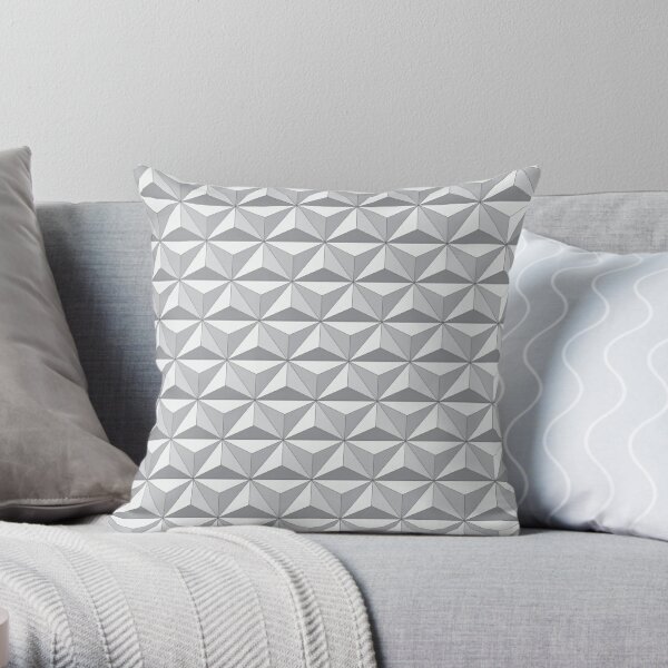 Geodesic Sphere, Greyscale - Dark Throw Pillow