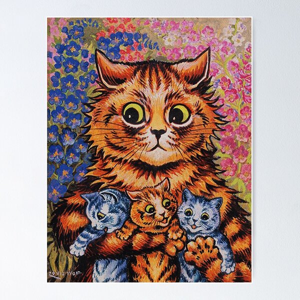 FitNxt Louis Wain Poster Cats' Christmas Picture Print Wall Art Painting  Canvas Artworks Gift Idea Room Aesthetic 16x24inch(40x60cm)