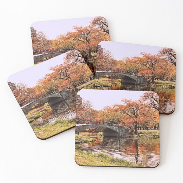 Item preview, Autumn trees showing reflections next to a bridge in Boston. designed and sold by With My Hands By K.
