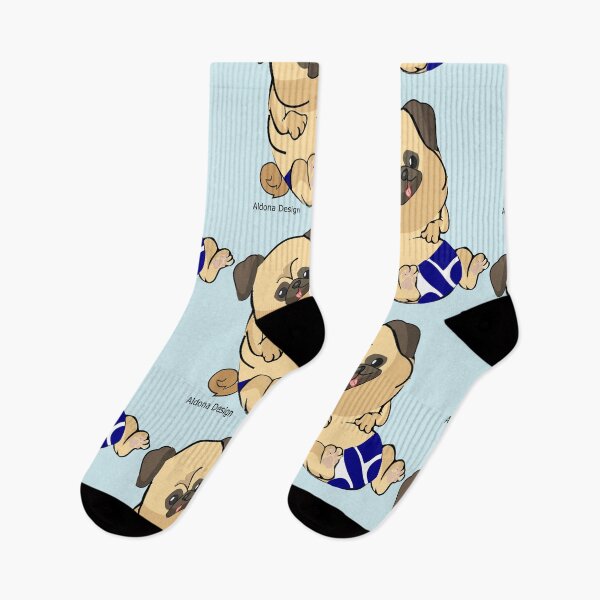 Item preview, Pug Puppy in Blue at the Beach designed and sold by aldona.